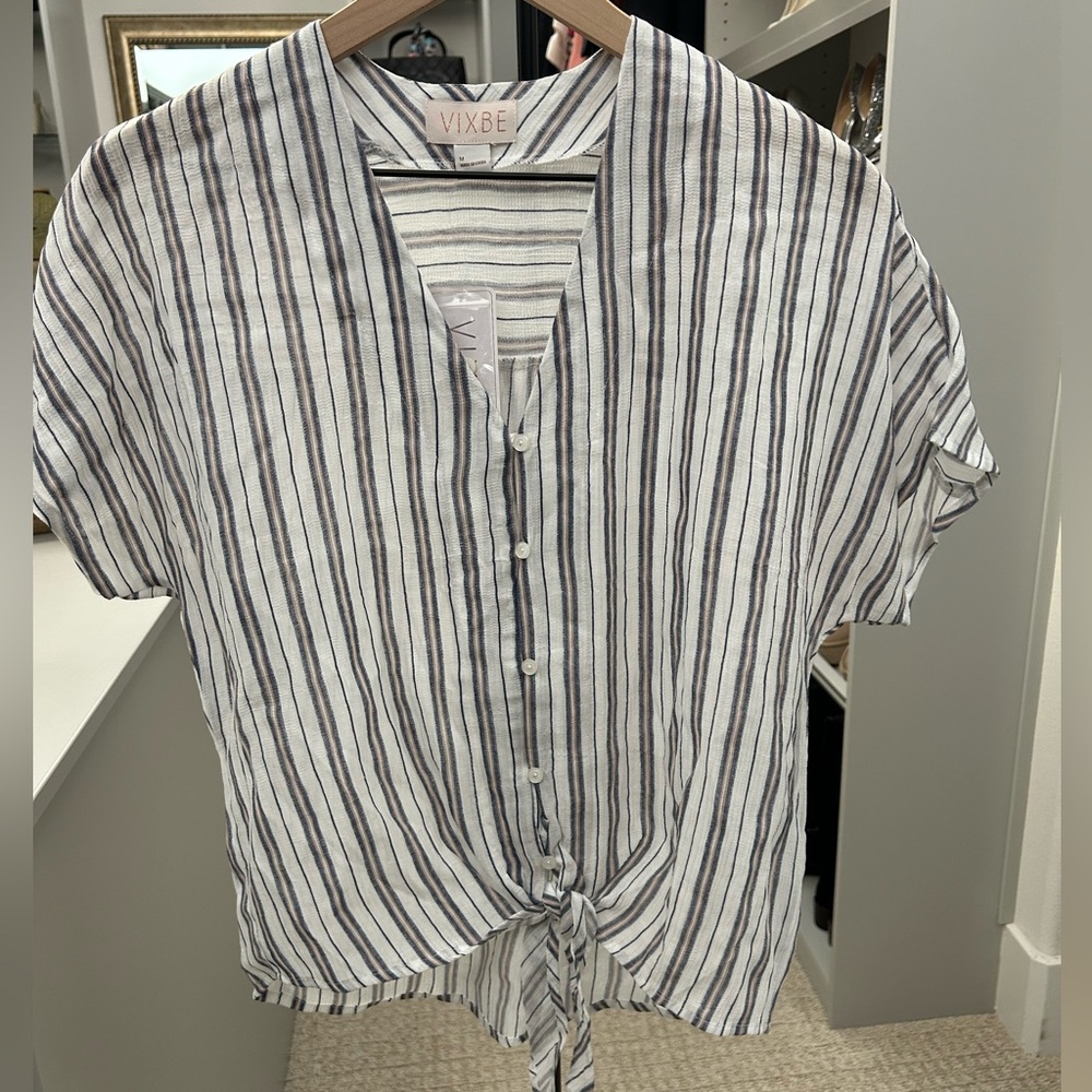 Vixbe stripe button up T-shirt